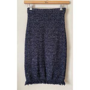 Ann Taylor Black Silver Shimmer Fitted Knit Skirt